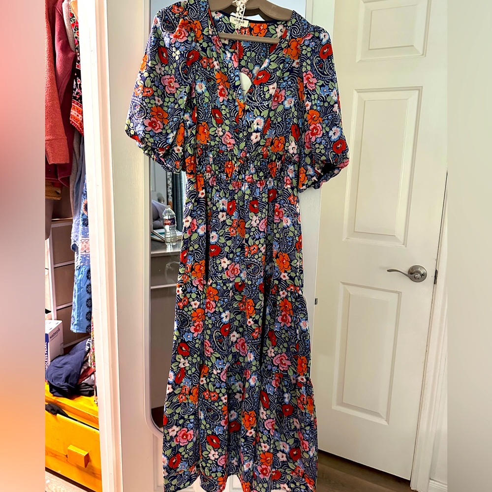 Umgee Blue Floral Maxi Dress
